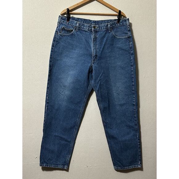 CARHARTT Blue Relaxed Fit Denim Jeans Men's Size 42x32 Carpenter Style Pants 🔥 - Picture 1 of 13